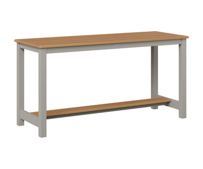 Berlin Gardens Balcony Table with Aluminum Base in Platinum Silver, Natural Teak top