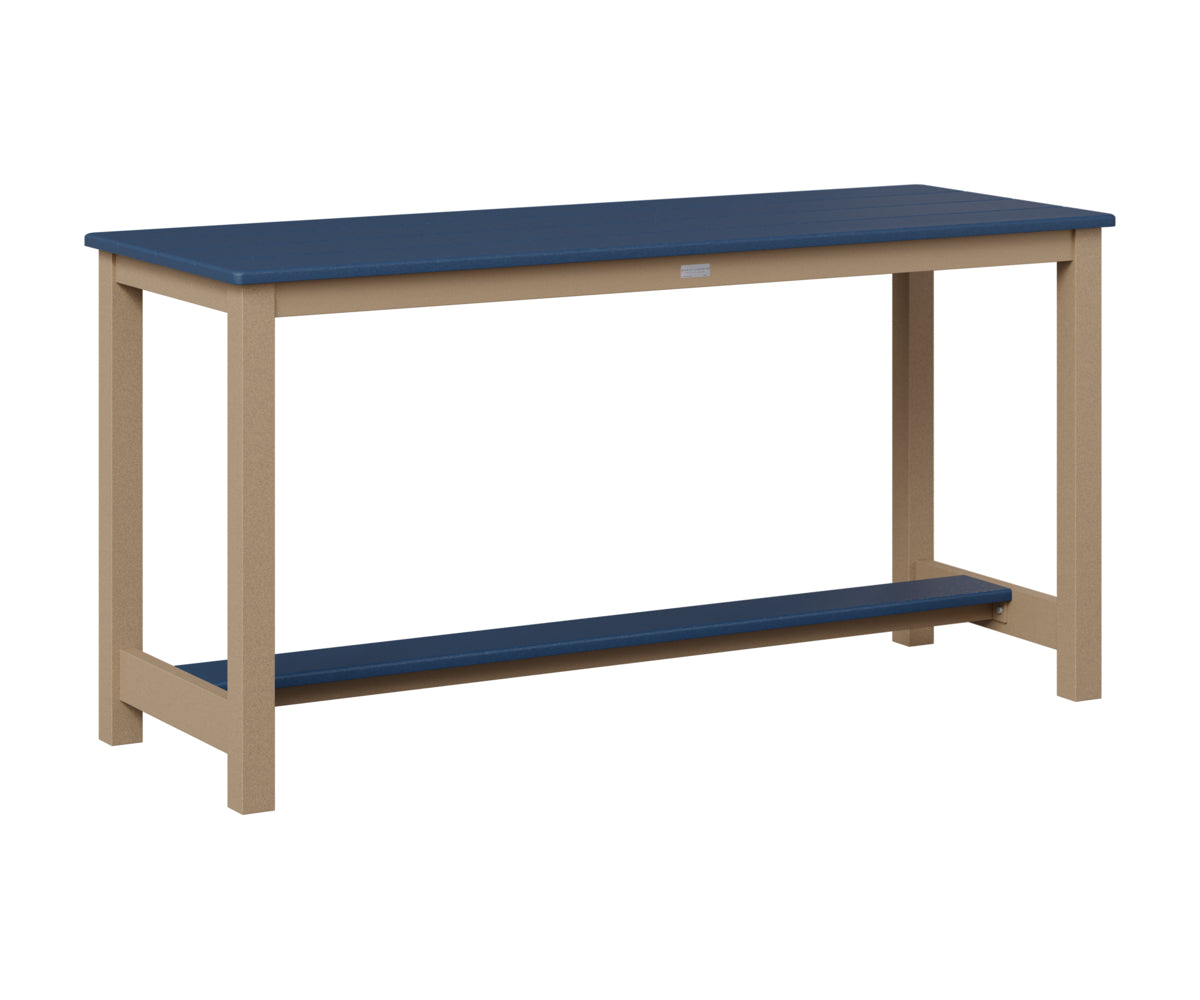 Berlin Gardens Balcony Table with Aluminum Base in Oak Wood Vein, Navy Blue top