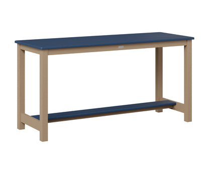 Berlin Gardens Balcony Table with Aluminum Base in Oak Wood Vein, Navy Blue top