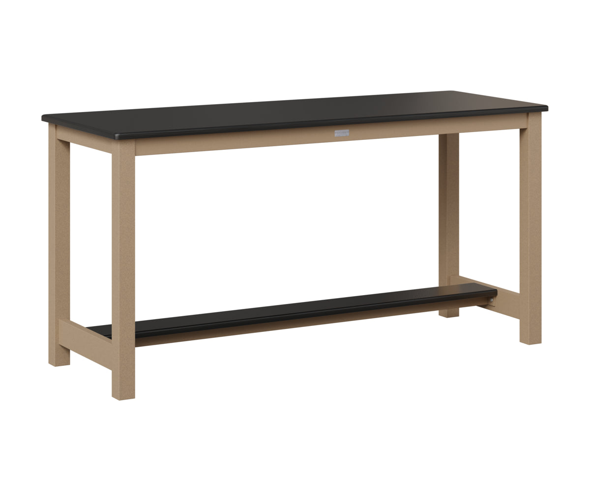 Berlin Gardens Balcony Table with Aluminum Base in Oak Wood Vein, Hammered Black top