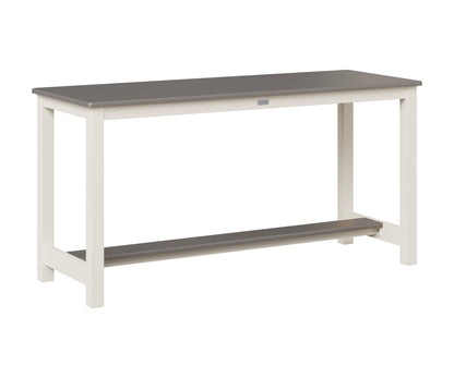 Berlin Gardens Balcony Table with Aluminum Base in White, Hammered Stainless top