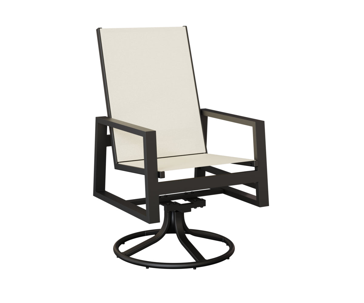 Berlin Gardens Vida High-Back Sling Swivel Rocker Dining Chair in Black