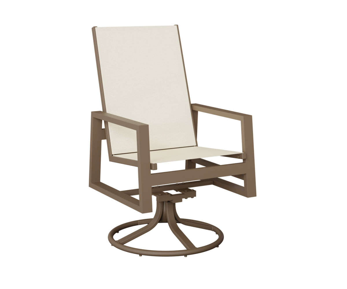 Berlin Gardens Vida High-Back Sling Swivel Rocker Dining Chair in Clay