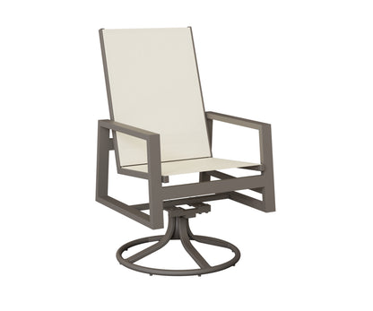 Berlin Gardens Vida High-Back Sling Swivel Rocker Dining Chair in Graphite