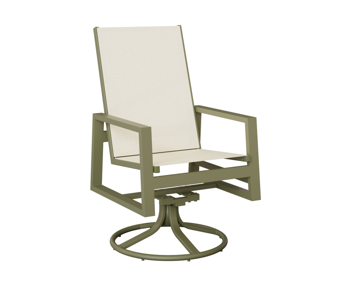 Berlin Gardens Vida High-Back Sling Swivel Rocker Dining Chair in Green Sage