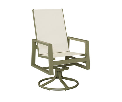 Berlin Gardens Vida High-Back Sling Swivel Rocker Dining Chair in Green Sage