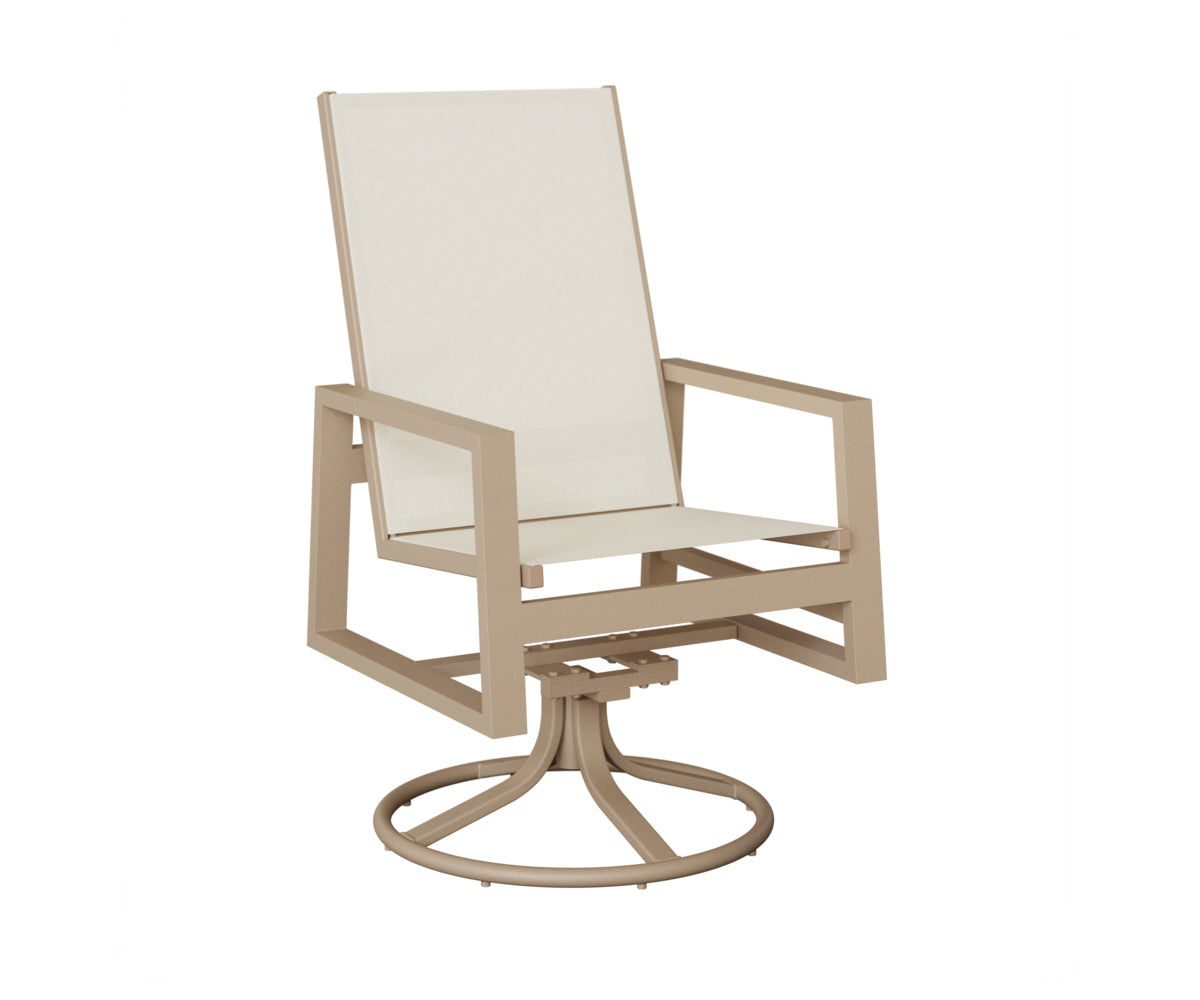 Berlin Gardens Vida High-Back Sling Swivel Rocker Dining Chair in Sahara Speckle