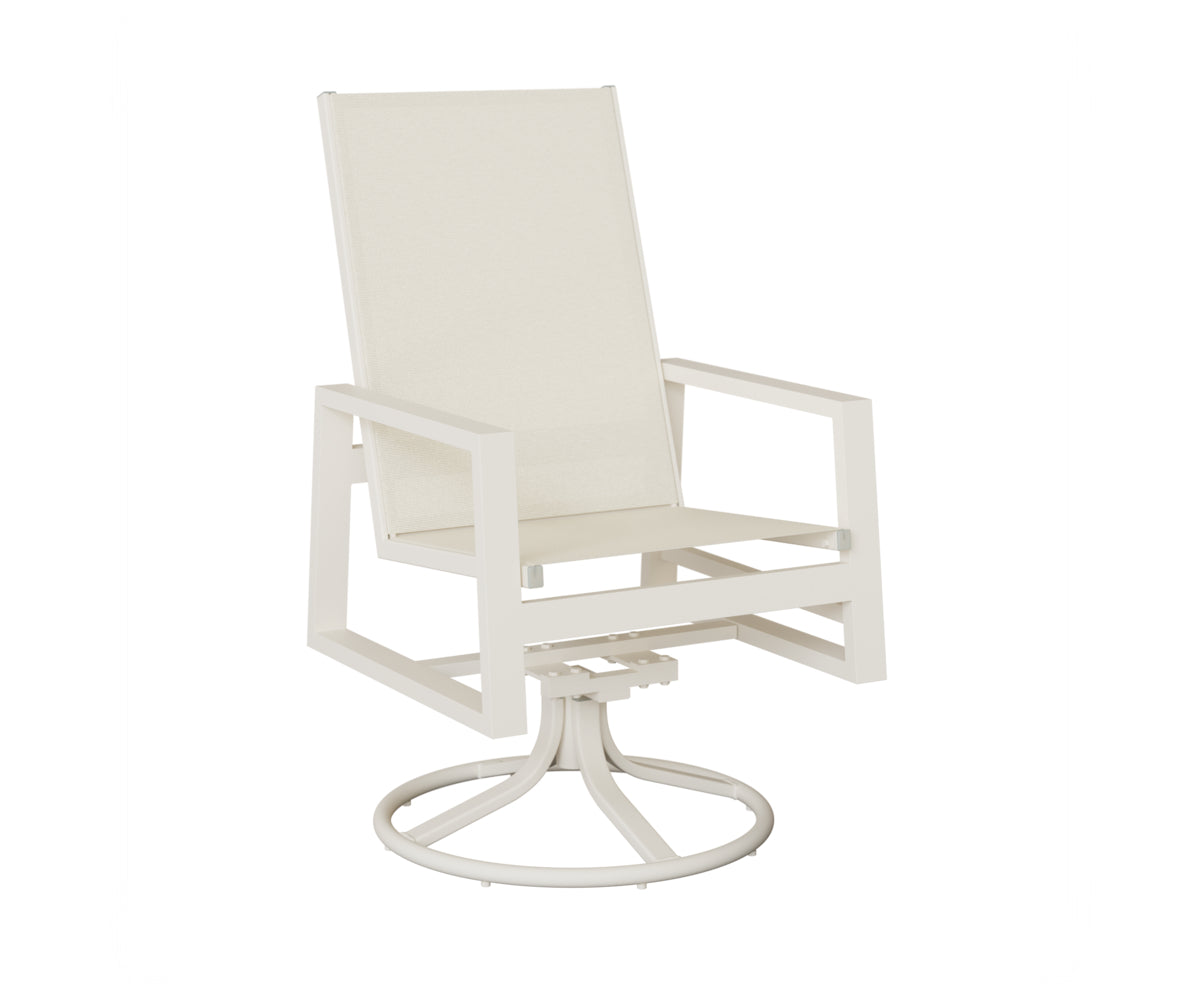 Berlin Gardens Vida High-Back Sling Swivel Rocker Dining Chair in White
