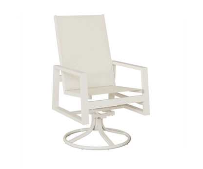 Berlin Gardens Vida High-Back Sling Swivel Rocker Dining Chair in White
