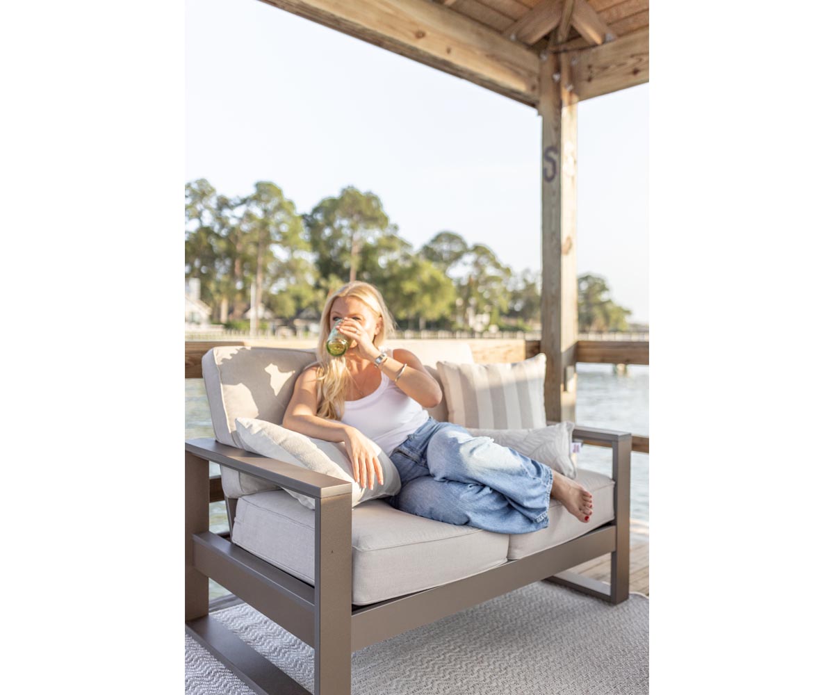 Berlin Gardens Nordic High Back Loveseat, lifestyle photo 3