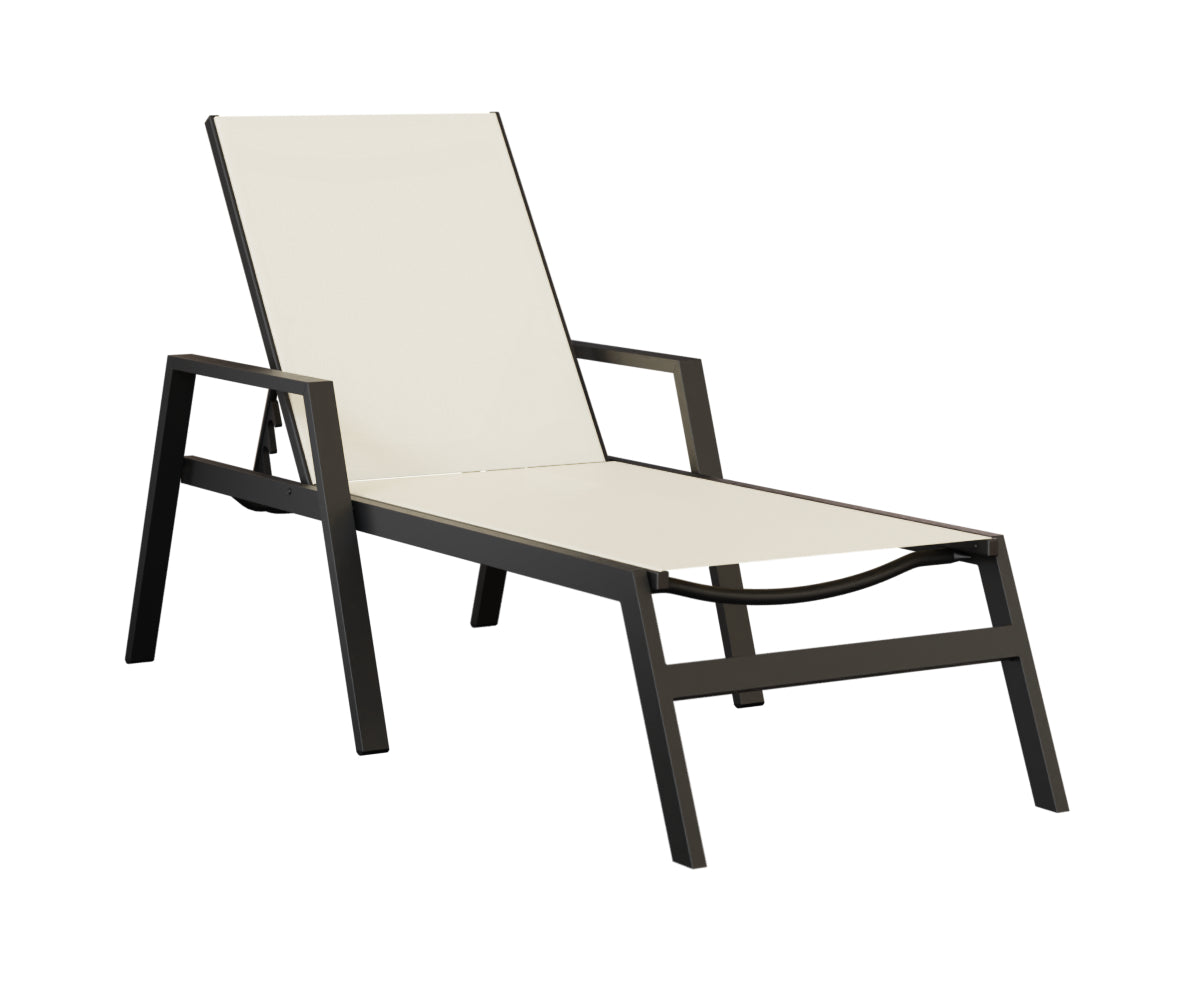Berlin Gardens Vida Sling Chaise Lounge with Arms in Black