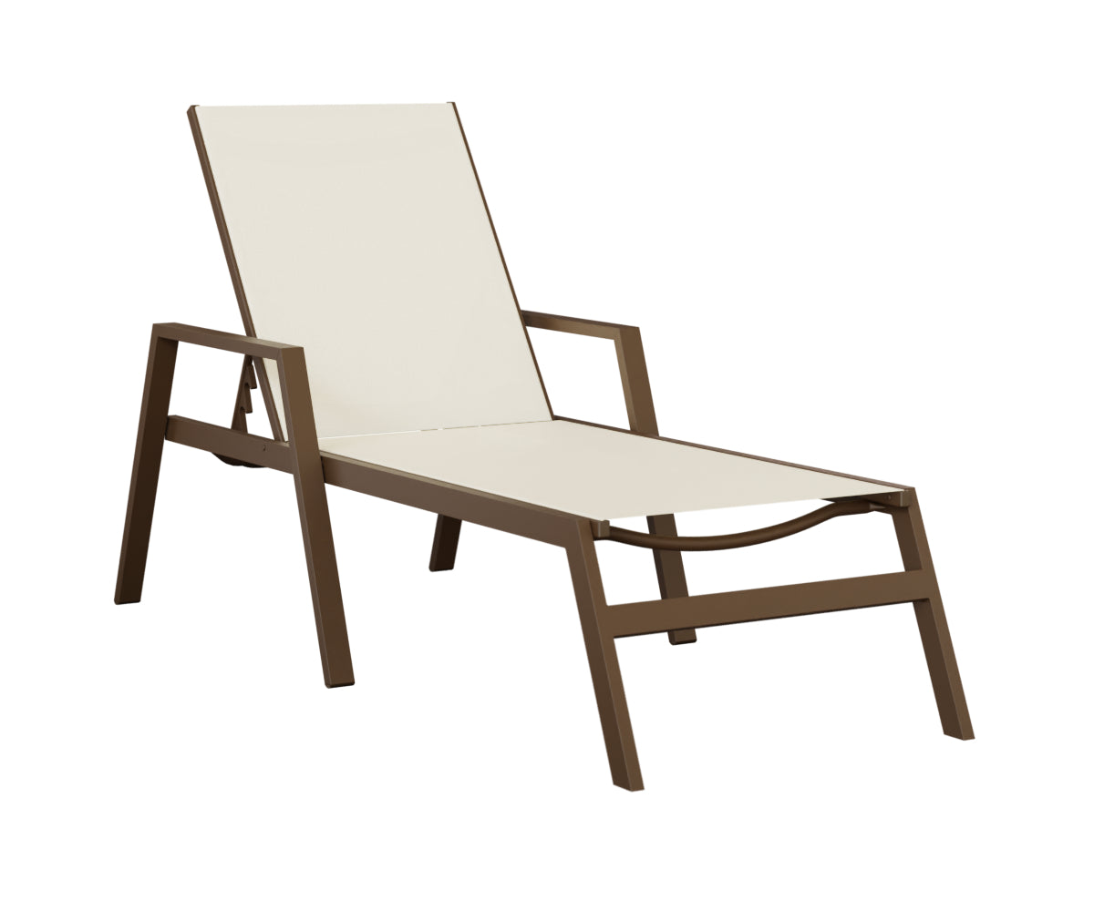Berlin Gardens Vida Sling Chaise Lounge with Arms in Mesquite Wood Vein