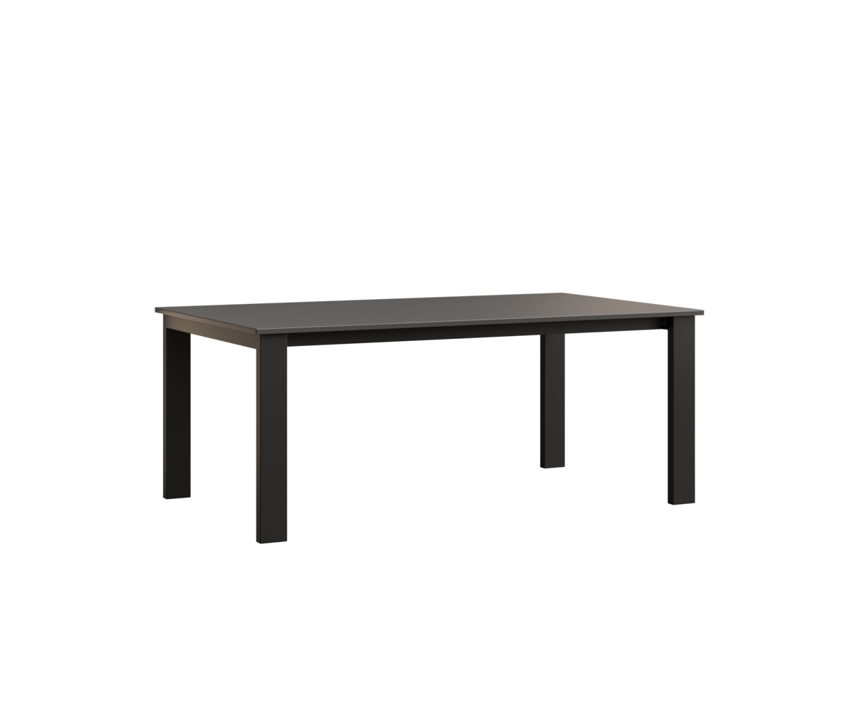 Berlin Gardens Berkley Expandable Table 42"x72" in Black, Hammered Stainless top