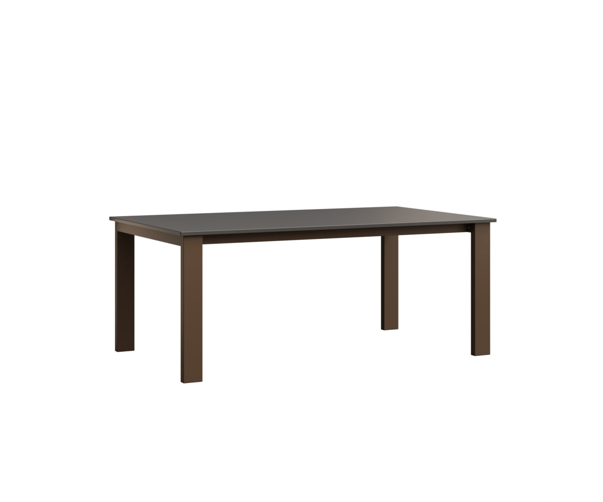 Berlin Gardens Berkley Expandable Table 42"x72" in Mesquite Wood Vein, Hammered Stainless top