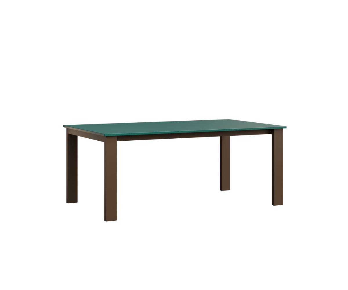 Berlin Gardens Berkley Expandable Table 42"x72" in Mesquite Wood Vein, MGP Teal top