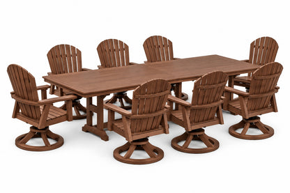 Berlin Gardens Comfo Back 44" x 96" Swivel Rocker Dining Set for 8