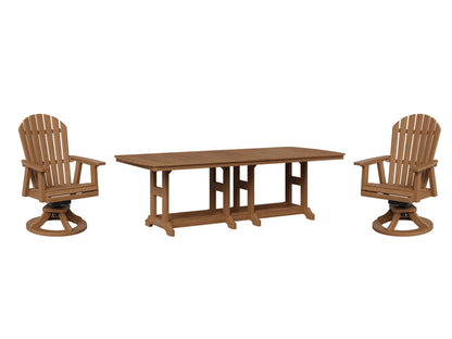 Berlin Gardens Comfo Back 44" x 96" Swivel Rocker Dining Set for 8, shown in Antique Mahogany