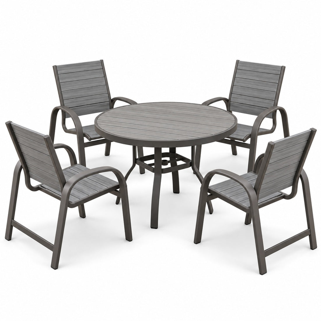 Berlin Gardens Murphy 42" Round Dining Set with 4 Poly Dining Chairs