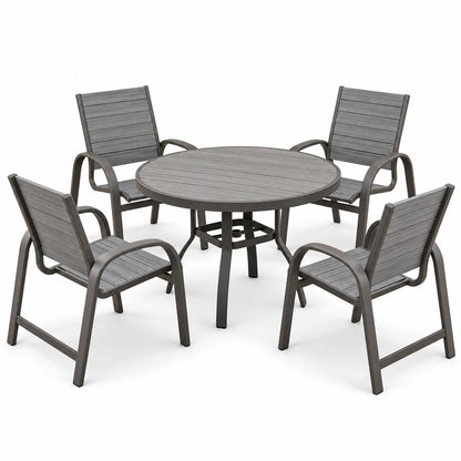 Berlin Gardens Murphy 42" Round Dining Set with 4 Poly Dining Chairs