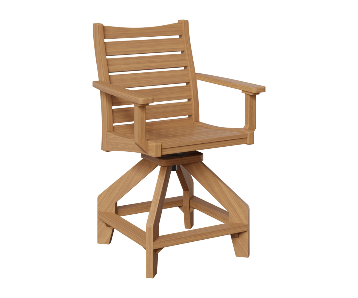 Berlin Gardens Bristol Swivel Counter Chair in Natural Teak