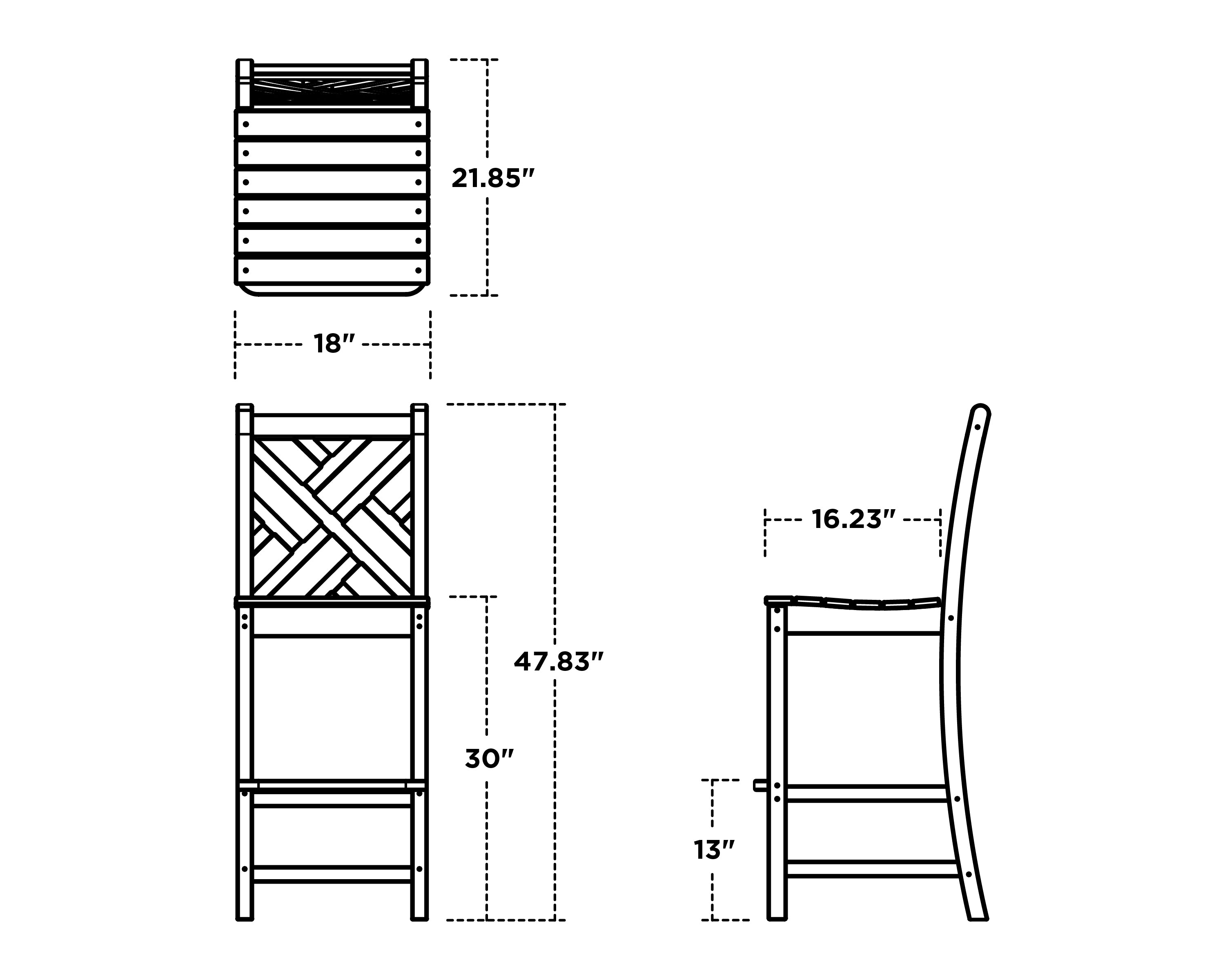 POLYWOOD Chippendale Bar Side Chair