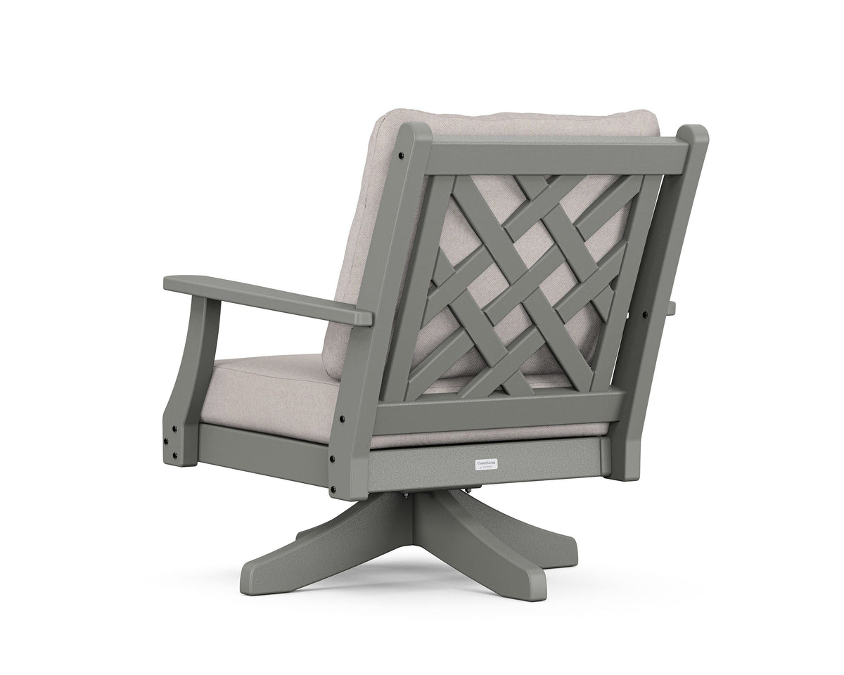 POLYWOOD Wovendale Deep Seating Swivel Chair in Slate Grey