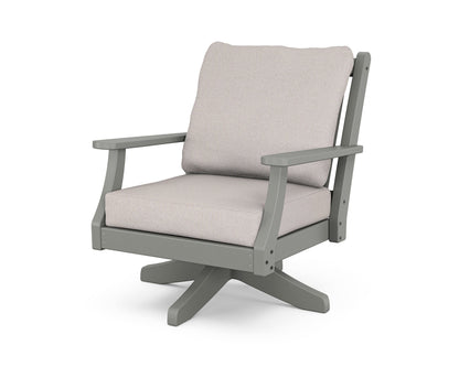 POLYWOOD Wovendale Deep Seating Swivel Chair in Slate Grey