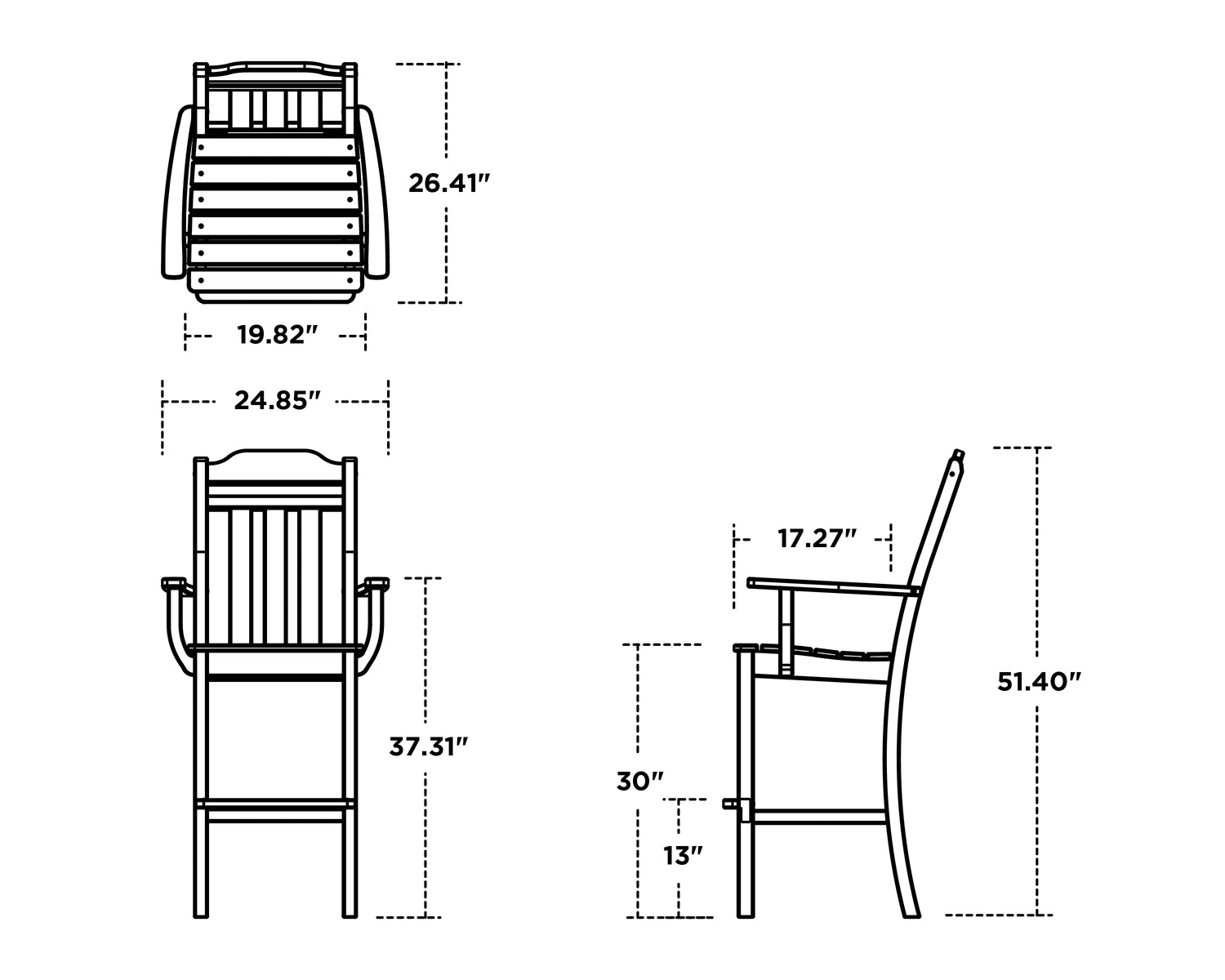 POLYWOOD Cottage Bar Arm Chair