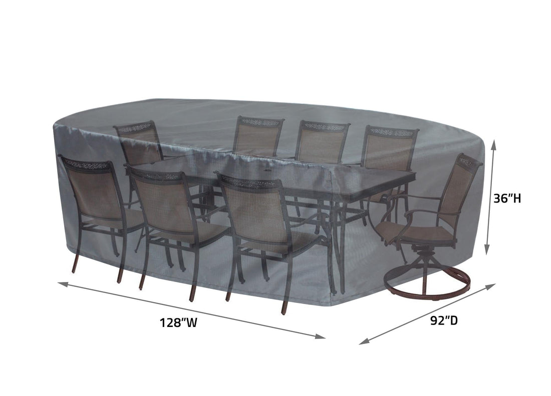 XL oval table and chairs cover dimensions