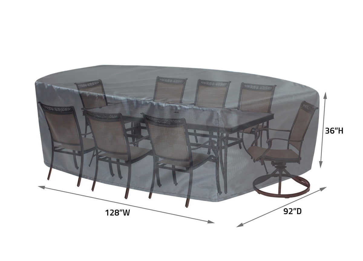 XL oval table and chairs cover dimensions