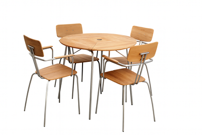 42&quot; Lincoln Dining Group with 4 Stacking Chairs – Modern Round Table Set