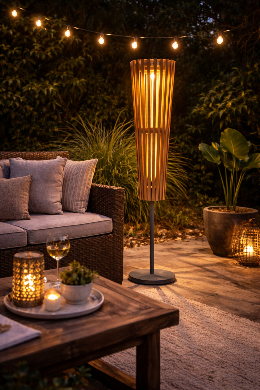 Lane Teak Floor Standing Lamp with Base