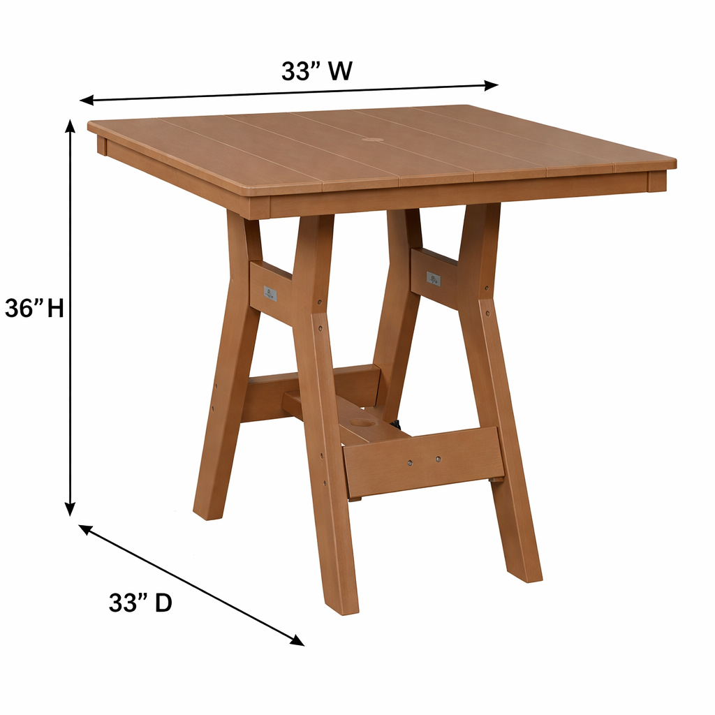 Berlin Gardens Harbor 33" Square Dining Table &amp; 4 Bristol Counter Chairs w/ Arm Kit