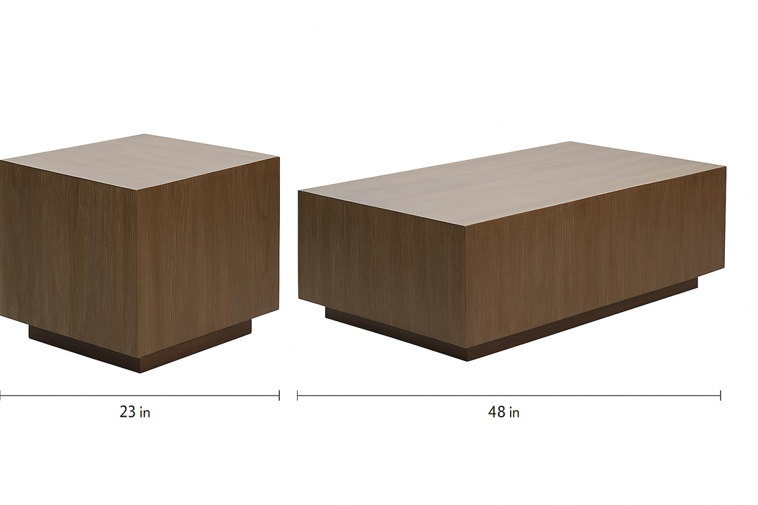 Corsica Rustic Teak Coffee &amp; End Table Set – Modern Outdoor Tables in Fossil Twig Finish