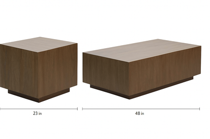 Corsica Rustic Teak Coffee &amp; End Table Set – Modern Outdoor Tables in Fossil Twig Finish