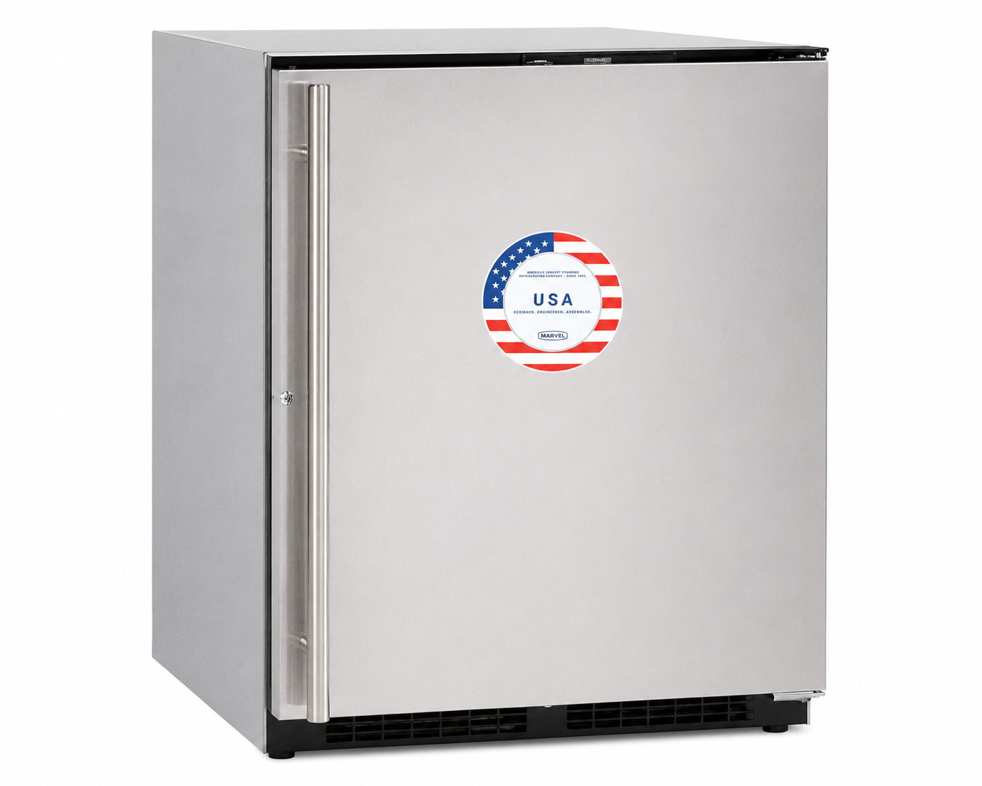 Marvel 24" Low Profile Outdoor Refrigerator, Stainless Steel, Solid Door, Lock