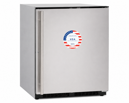 Marvel 24" Low Profile Outdoor Refrigerator, Stainless Steel, Solid Door, Lock