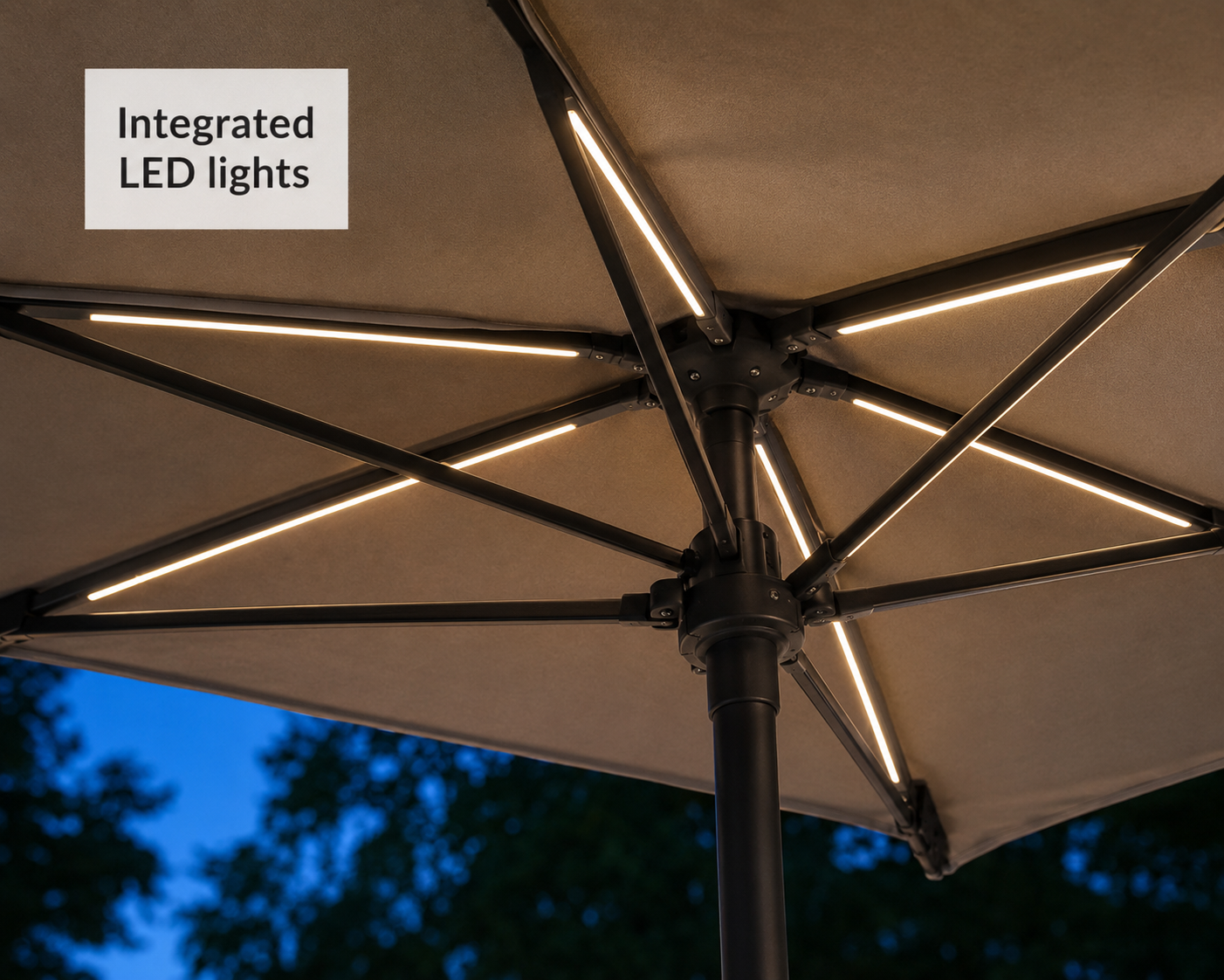 Lighthouse Casual Swirl Tilt Solar Umbrella with LED Lights