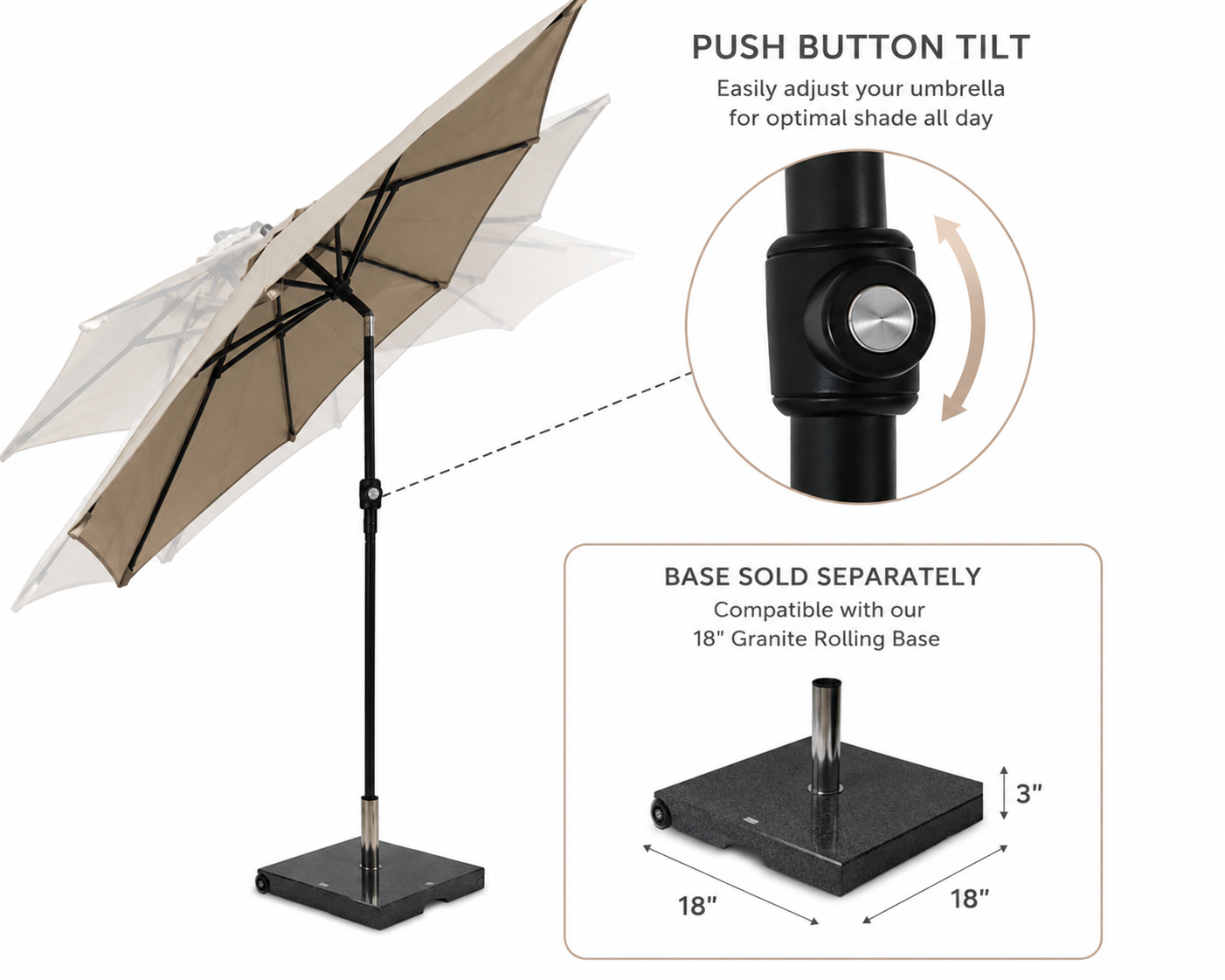 Lighthouse Casual Swirl Tilt Solar Umbrella with LED Lights