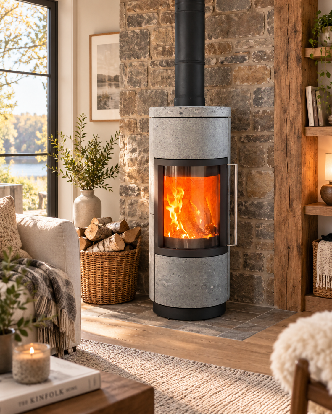 Hearthstone Bari TruHybrid Contemporary Black Steel Wood Stove