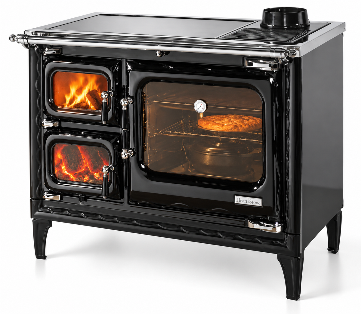 Hearthstone Deva 100 Black Enamel Wood Burring Cook Stove