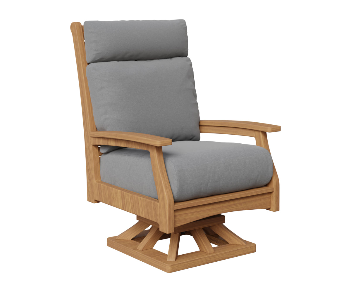 Berlin Gardens Classic Terrace High Back Swivel Rocker in Natural Teak