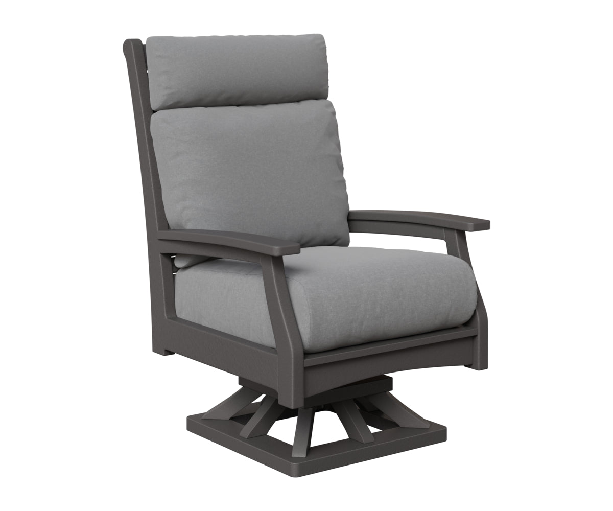 Berlin Gardens Classic Terrace High Back Swivel Rocker in Smoke Gray