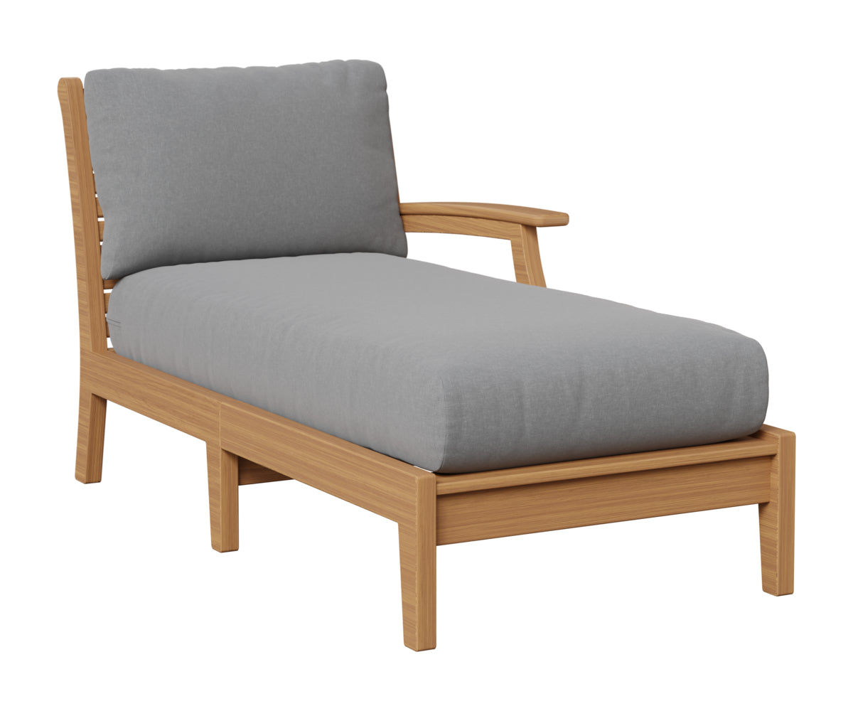 Berlin Gardens Classic Terrace Left Arm Chaise Lounge in Natural Teak