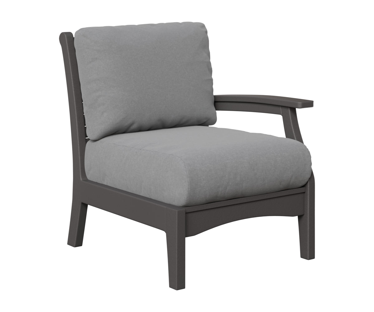 Berlin Gardens Classic Terrace Left Arm Club Chair in Smoke Gray