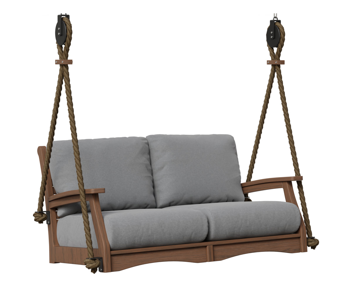 Berlin Gardens Classic Terrace Loveseat Swing in Brazilian Walnut