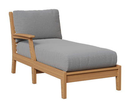 Berlin Gardens Classic Terrace Right Arm Chaise Lounge in Natural Teak