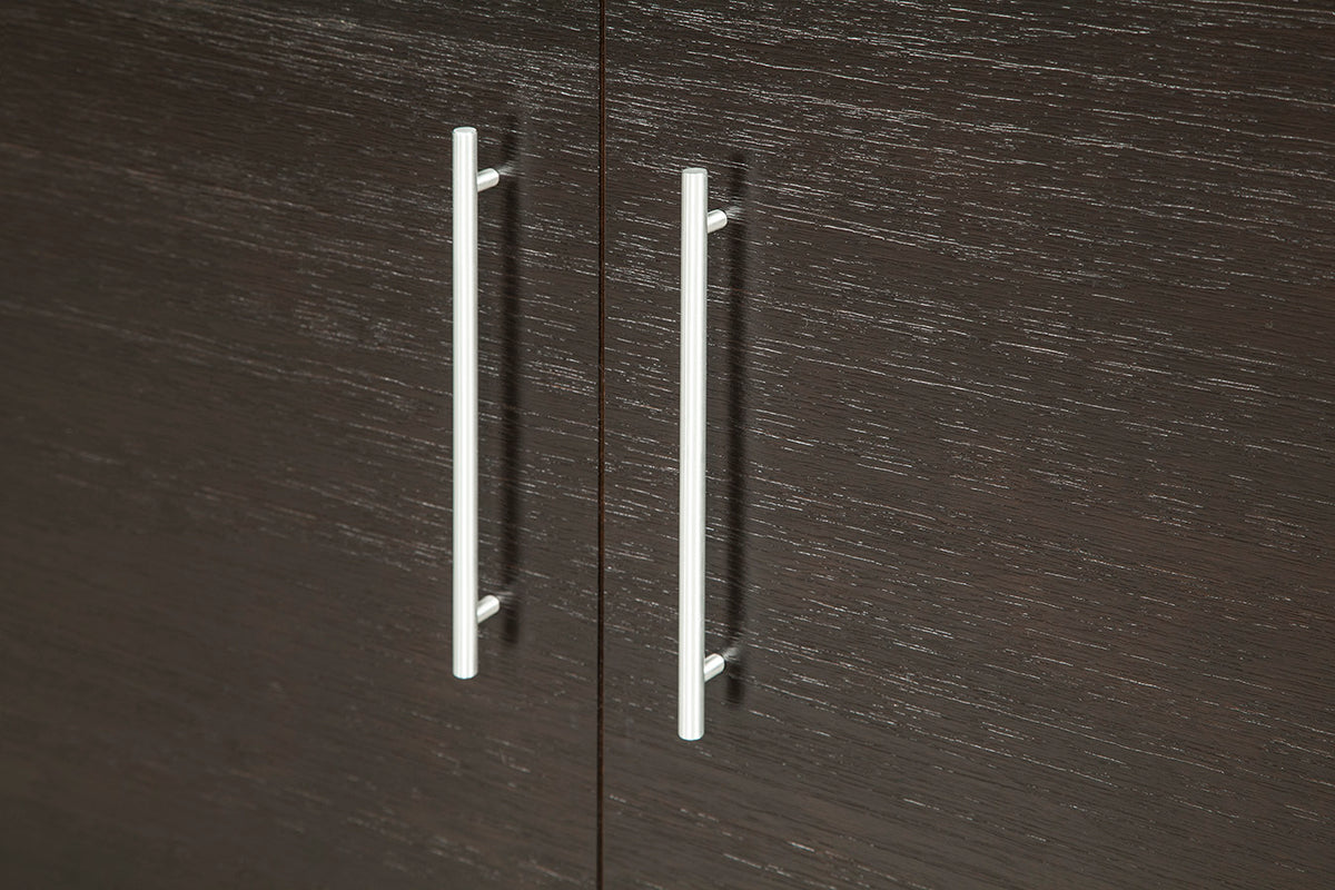 Coffee finish brushed aluminum hardware detail
