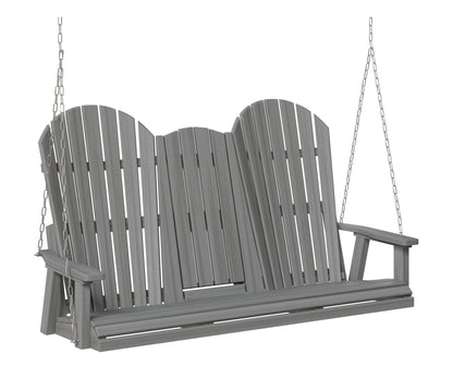 Berlin Gardens Comfo Back Three Seat Swing w/Console in Driftwood Gray