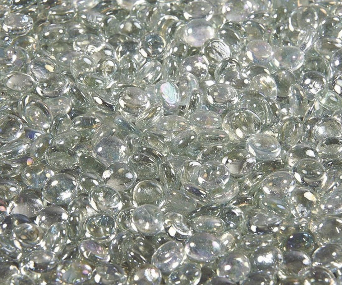 Berlin Gardens Crystal Fire Gems - Diamond Clear: close-up of clear crystal fire glass